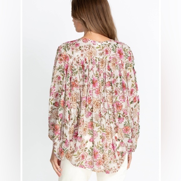 JOHNNY WAS ISLA BUTTON DOWN SHIRT Boho Peasant Floral size Medium - Picture 3 of 14